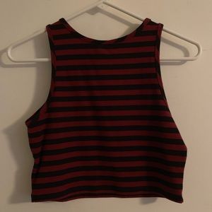 Forever 21 Red/Black Striped Sleeveless Crop Top
